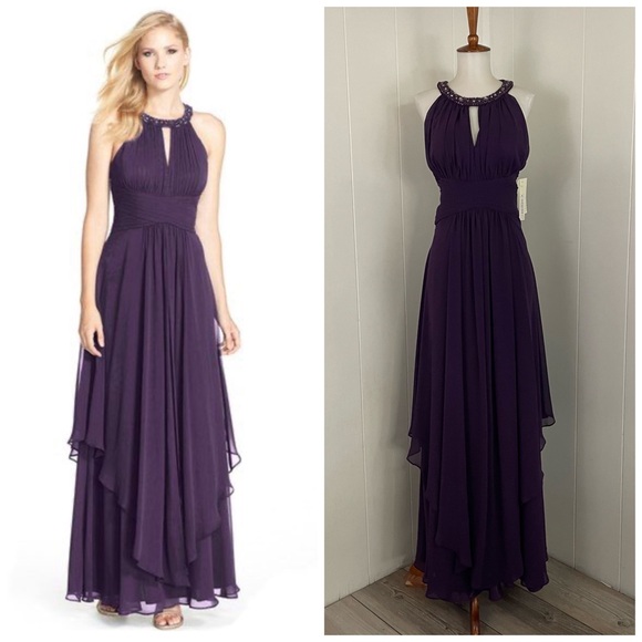 Eliza J Jeweled Neck Sleeveless Midi Dress - Picture 1 of 15